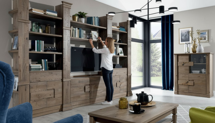 Wohnwand Schranksystem Wohnzimmer Schrank Landhaus Kommode TV