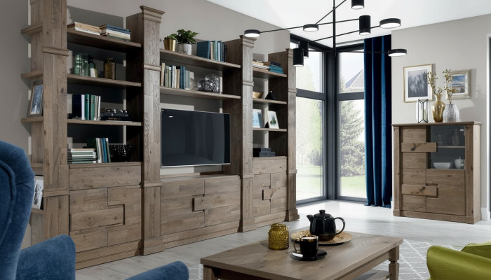 Wohnwand Schranksystem Wohnzimmer Schrank Landhaus Kommode TV