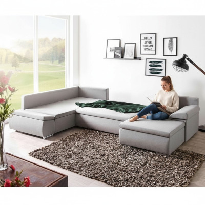 Stoff U-Form Couch Wohnlandschaft Ecksofa Garnitur Design Modern Sofa