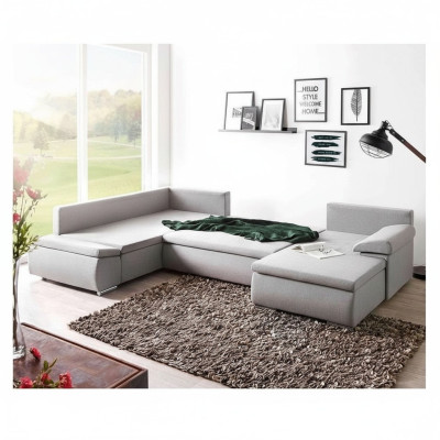 Stoff U-Form Couch Wohnlandschaft Ecksofa Garnitur Design Modern Sofa