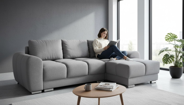 Bequeme Schlafsofa Couch mit Bettfunktion Sofa Polster Eckgarnitur Ecksofa