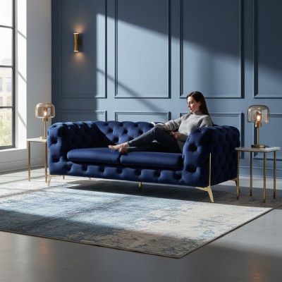 Luxus 2 Sitzer Couch Polster Sofa Leder Stoff Couchen Chesterfield Garnitur Neu
