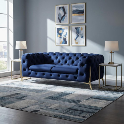 Luxus 2 Sitzer Couch Polster Sofa Leder Stoff Couchen Chesterfield Garnitur Neu