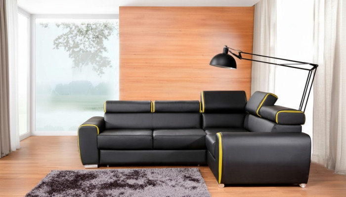 Design Ecksofa L-form Bettfunktion Couch Leder Textil Sofas Couchen