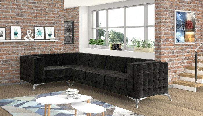 Chesterfield Ecksofa L-Form Stoff Design Couch Polster Sitz Textil Sofa Eck Neu