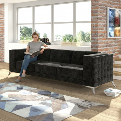 Sofa Couch Polster Textil Sofas Couchen Sitz Garnituren Design Club Chesterfield