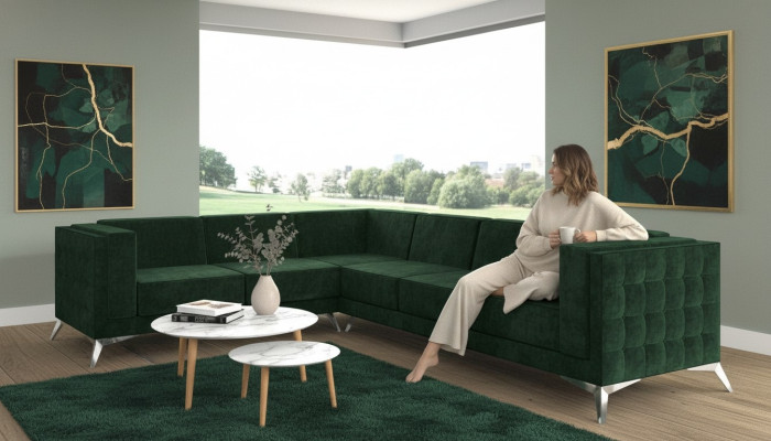 Ecksofa Sofa Couch Polster L Form Wohnlandschaft Sitzgarnitur Deko Sofas