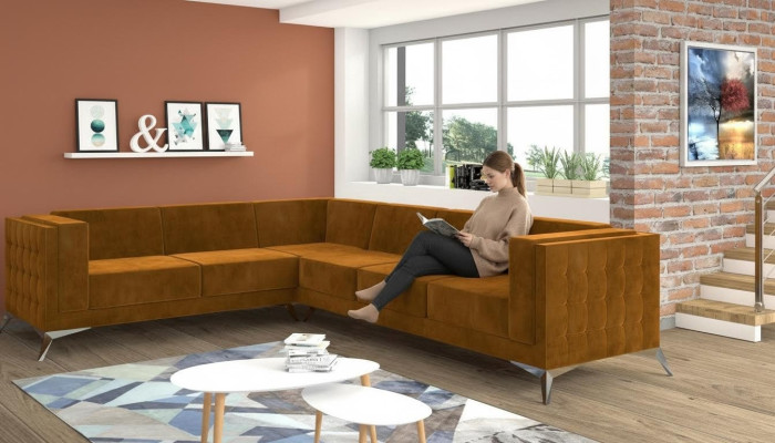 Ecksofa L-Form Stoff Couch Wohnlandschaft Garnitur Design Modern Sofa
