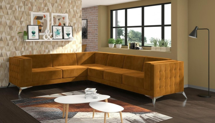 Ecksofa L-Form Stoff Couch Wohnlandschaft Garnitur Design Modern Sofa