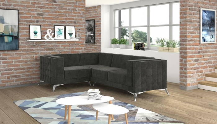 Chesterfield Ecksofa L-Form Stoff Couch Design Polster Sitz Textil Sofa Eck Neu