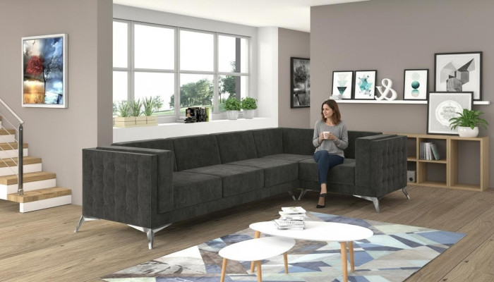 Ecksofa Chesterfield Sofa Polstergarnitur Couch Wohnlandschaft Deko L-form