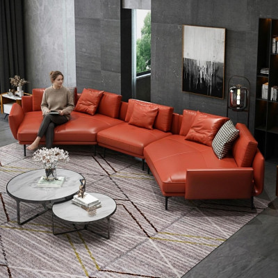 Wohnlandschaft Garnitur Design Modern Sofa Ecksofa Sofa U-Form Ledersofa Couch