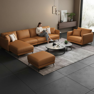 Ecksofa + Sessel Ledersofa Couch Wohnlandschaft Garnitur Design Modern Sofa Sitz