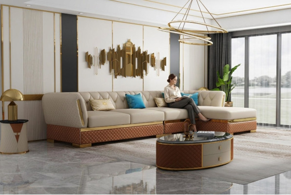 Ecksofa L Form Ledersofa Couch Wohnlandschaft Garnitur Design Modern Sofas Eck