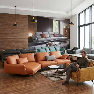 Ecke Ecksofa L-Form Wohnlandschaft Sofa Couch Polster Garnitur Leder Stoff Sofas