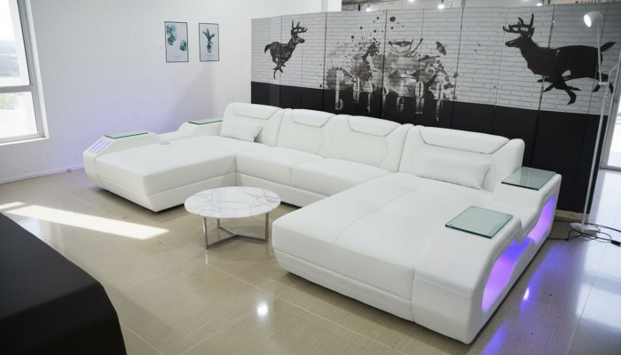 Leder Ecksofa U-förmiges Sofa Modernes Sofa Ecksofa Weiches Wohnbereich Design