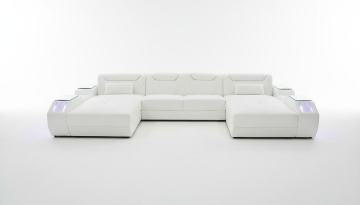 Leder Ecksofa U-förmiges Sofa Modernes Sofa Ecksofa Weiches Wohnbereich Design
