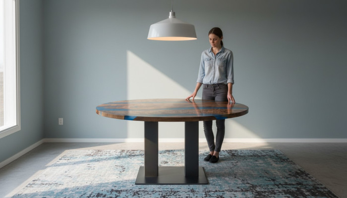 Runder Esstisch River Table Echtes Holz Flusstisch 150cm Tische Epoxidharz