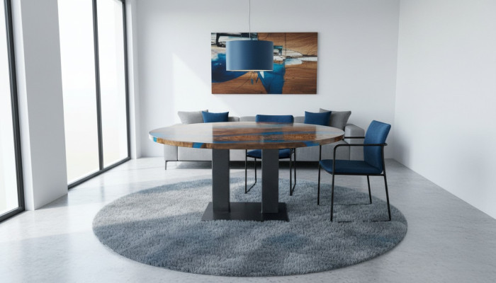 Runder Esstisch River Table Echtes Holz Flusstisch 150cm Tische Epoxidharz