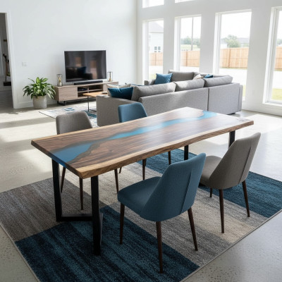 Epoxidharz Couchtisch River Table Echtes Holz Massiv Tische 120x60