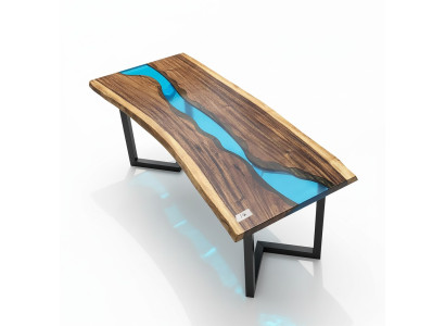 Epoxidharz Couchtisch River Table Echtes Holz Massiv Tische 120x60