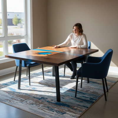 Couchtisch River Table Echtes Holz Flusstisch Massiv Dekorative Epoxidharz