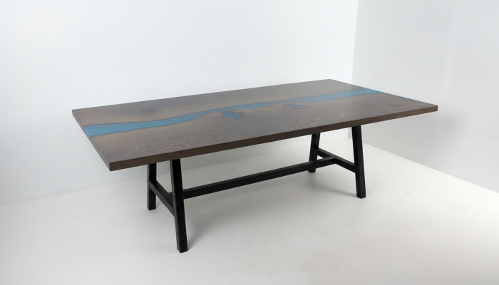 Epoxidharz Esstisch River Table Echtes Holz Massiv Tische 220x100