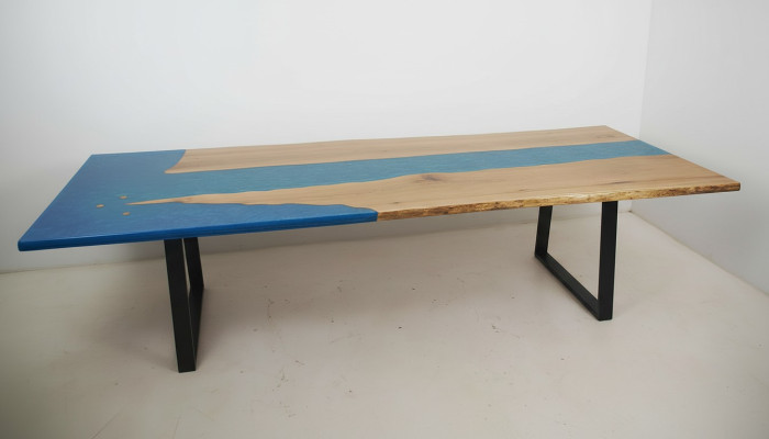 Esstisch River Table Echtes Holz Flusstisch Epoxidharz 260x100 Massive