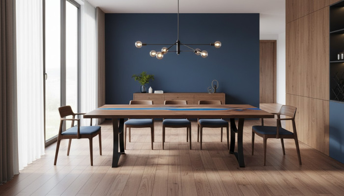 Esstisch Blue River Table Echtes Holz 220x90 Tische Epoxidharz Neu