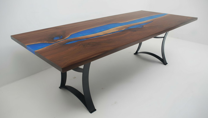 Esstisch Blue River Table Echtes Holz 220x90 Tische Epoxidharz Neu