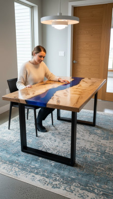 Esstisch River Table Massiv Tische 220x100 Flusstisch Epoxidharz Meer