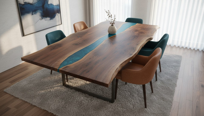 Flusstisch Esstisch River Table Massiv Deko Tische 240x100 Epoxidharz Meer