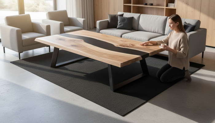 Epoxidharz tisch Holz Couchtisch Handarbeit Massive Wohnzimmer Möbel