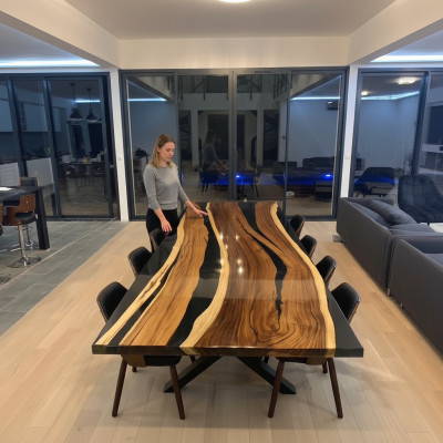 Konferenz Besprechnung River Table Echtes Holz Massiv Epoxidharz Tische