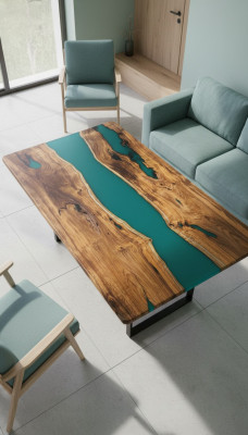 Esstisch Design Tisch Moderne Tische Meer Ozean Fluss Möbel 200x90 Epoxid Harz