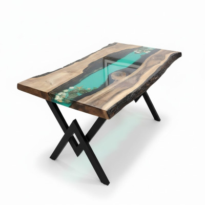 Tisch esstisch tische harz epoxy massive design möbel 200x100 echtes holz epoxid