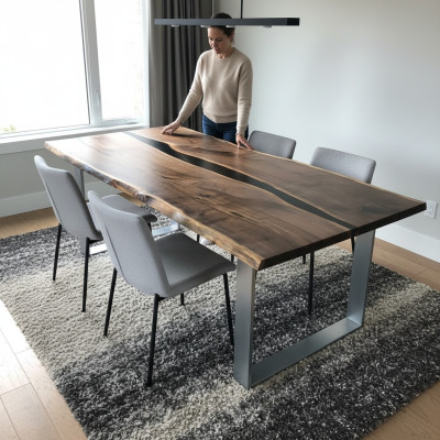 Tisch esstisch tische epoxid harz epoxy echtes holz massive design möbel 220x90