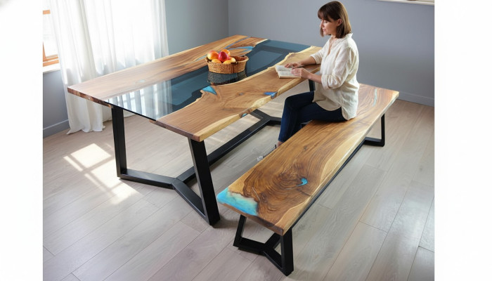 Design Tisch Bank Esstisch Küchentisch Wohnzimmer Tische Bänke Massiv 2tlg neu
