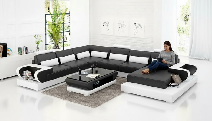 Ecksofa Polster Polsterecke UForm Couchtisch Modernes Sofa Wohnlandschaft Neu