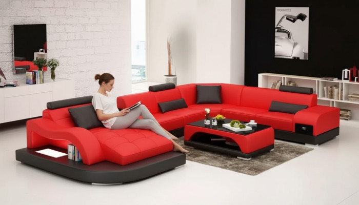 Ecksofa UForm Sessel Couchtisch Modernes Sofa Ledersofa Ecksofa Polster 2tlg Set