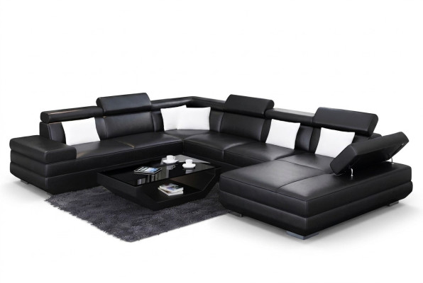 Sofa wohnzimmer Leder xxl couch polster landschaft moderne designer