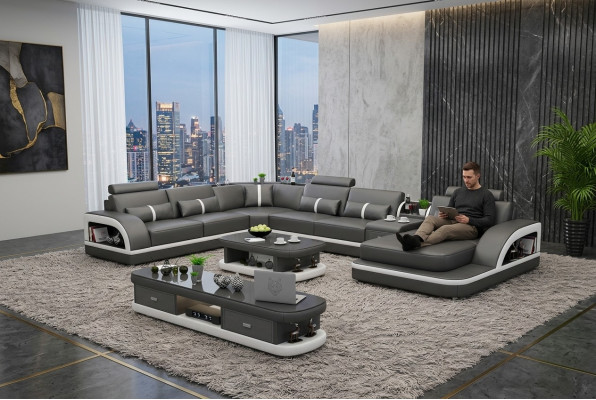 Wohnzimmer Leder xxl couch sofa polster landschaft moderne designer