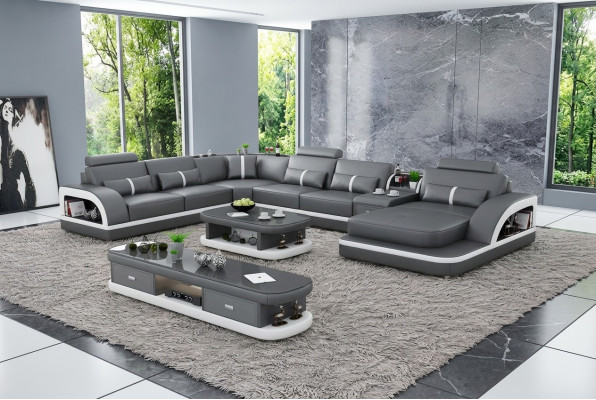 Wohnzimmer Leder xxl couch sofa polster landschaft moderne designer