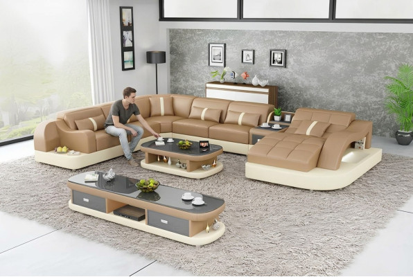 Leder xxl couch sofa polster wohnzimmer landschaft moderne designer