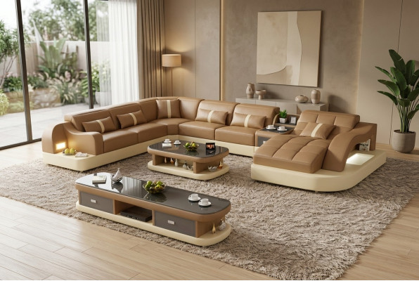 Leder xxl couch sofa polster wohnzimmer landschaft moderne designer