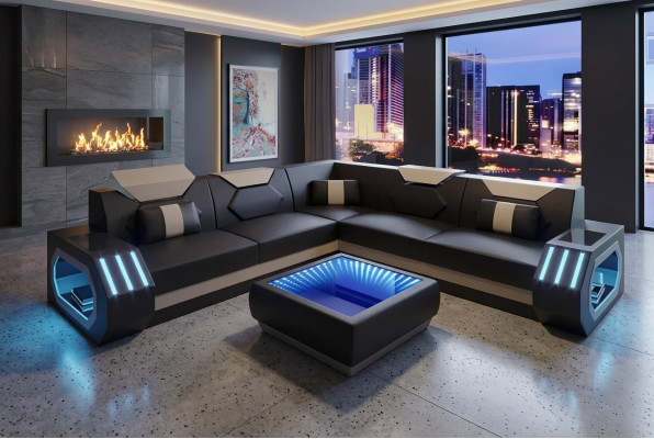 Ecksofa Lederpolster Design Wohnzimmer Eckcouch Couch Sofa L Form Wohnlandschaft