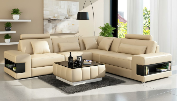 Ecksofa Eckcouch Design Wohnzimmer Möbel Lederpolster Couch Sofa
