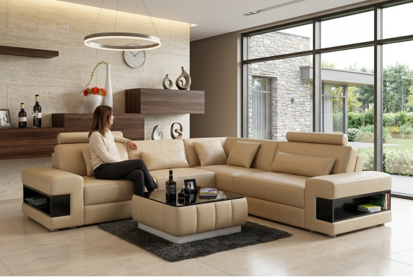 Design Ecksofa Deko Wohnzimmer Möbel Moderne Eckcouch Lederpolster Couch