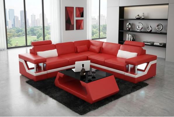 Eckcouch Design Ecksofa Wohnzimmer Möbel Lederpolster Couch Sofa