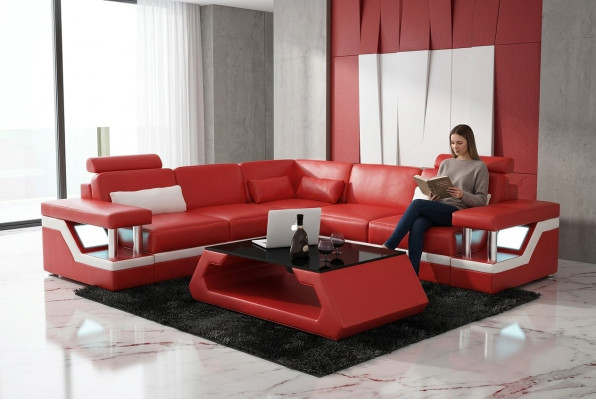Wohnlandschaft Sofa Garnitur Eckgarnitur Ledersofa Polster Polster Couch